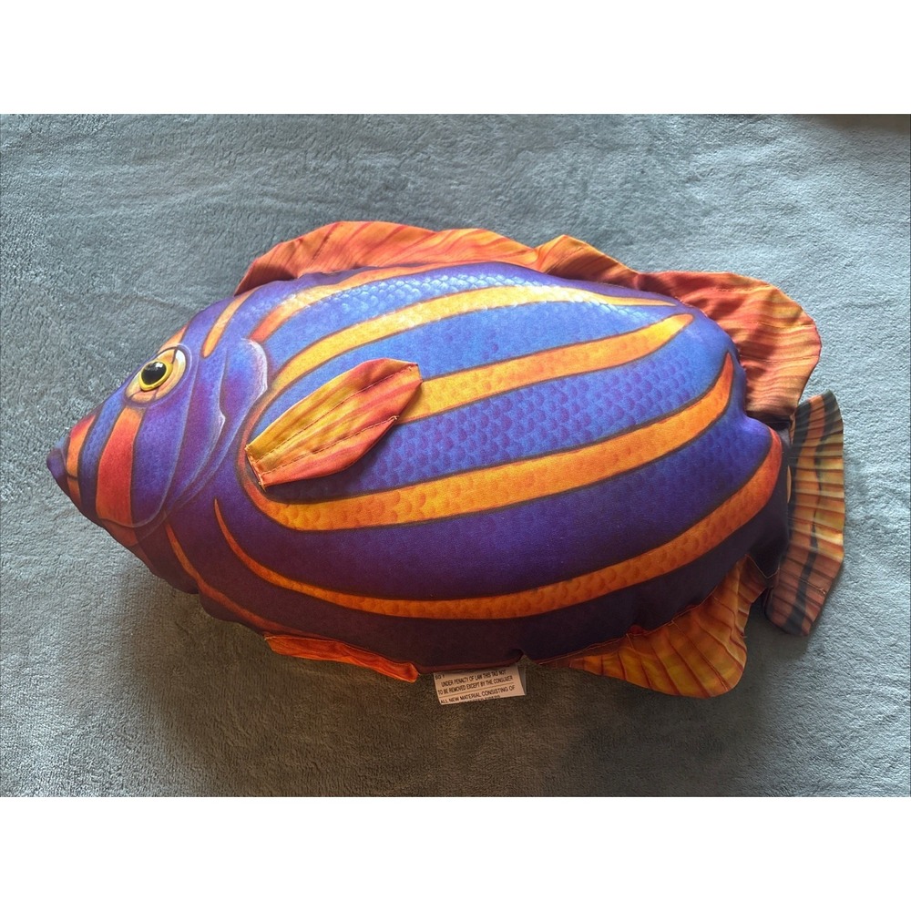 VTG Salamander Graphics Plush Colorful Queen Angelfish Large Throw Pillow 22"